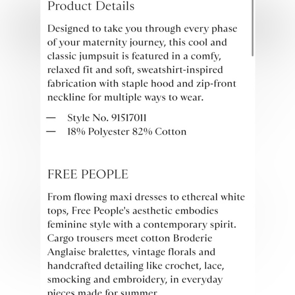 FP Movement X Hatch Maternity Warm Up Jumpsuit Heather Cozy Warm NEW - Picture 7 of 7